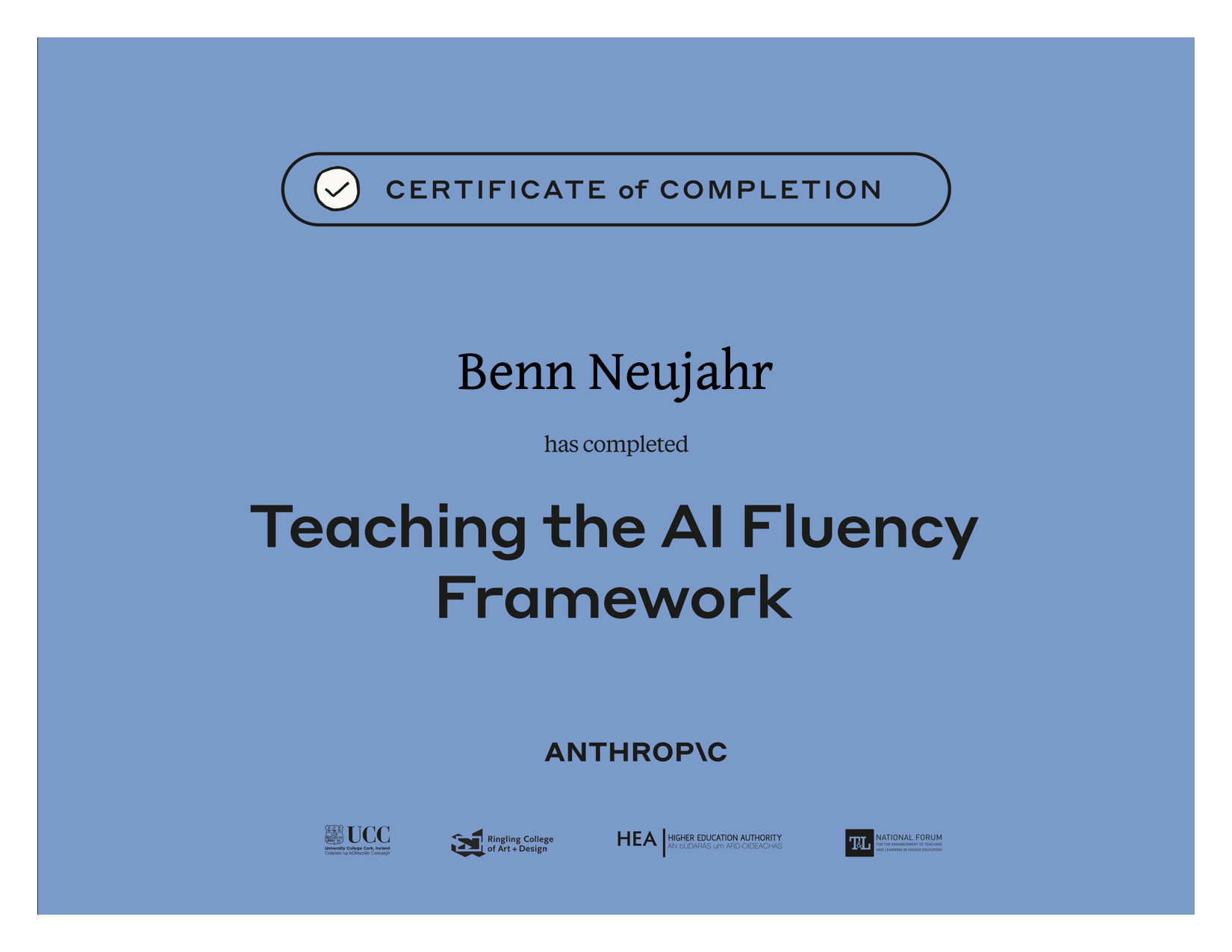 Zertifikat: Teaching the AI Fluency Framework – Anthropic